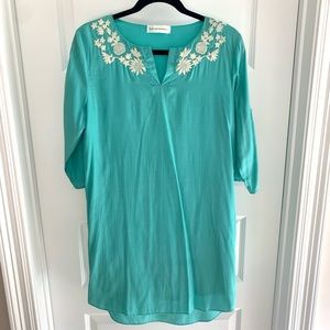 Embroidered shirt dress